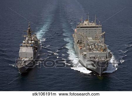 USS Cape St. George pulls alongside USNS Charles Drew for a replenishment at sea. View Large Photo Image Picture - USS Cape St. George pulls alongside USNS Charles Drew for a replenishment at sea.. Fotosearch