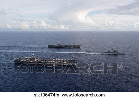 Picture - USS George Washington, USS John C. Stennis, and USS Mobile Bay.. Fotosearch