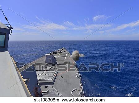 USS Michael Murphy fires its MK45 5-inch lightweight gun. View Large Photo Image Picture - USS Michael Murphy fires its MK45 5-inch lightweight gun.. Fotosearch