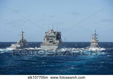 Picture - USS Momsen, USS Antietam and USNS Charles Drew in transit.. Fotosearch