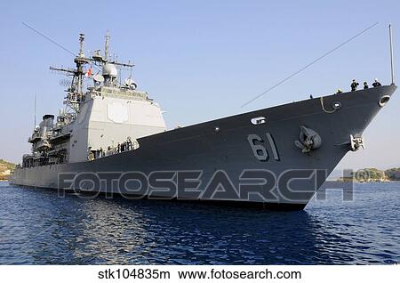 Picture - USS Monterey arrives at the for a routine port visit in Souda Bay, Greece.. Fotosearch