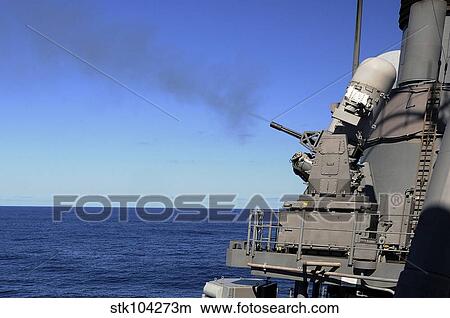 USS Monterey conducts a close-in weapons system live fire test. View Large Photo Image Picture - USS Monterey conducts a close-in weapons system live fire test.. Fotosearch