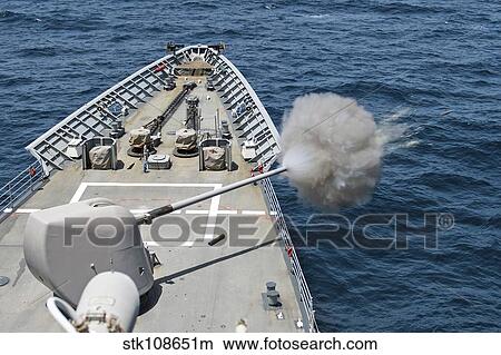 USS Philippine Sea fires its Mk-45 lightweight gun View Large Photo Image Picture - USS Philippine Sea fires its Mk-45 lightweight gun. Fotosearch