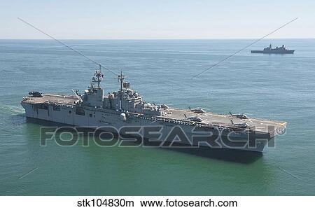 USS Wasp and USS San Antonio transit in formation in the Atlantic Ocean. View Large Photo Image Picture - USS Wasp and USS San Antonio transit in formation in the Atlantic Ocean.. Fotosearch