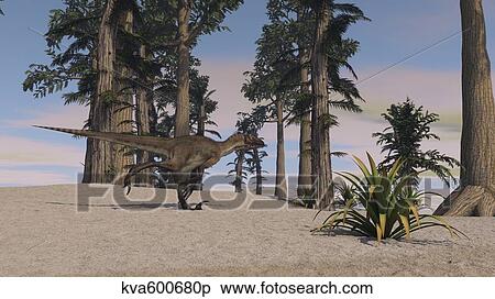 Utahraptor in a prehistoric environment. View Large Illustration Stock Illustration - Utahraptor in a prehistoric environment.. Fotosearch