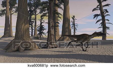 Utahraptor in a prehistoric environment. View Large Illustration Stock Illustration - Utahraptor in a prehistoric environment.. Fotosearch