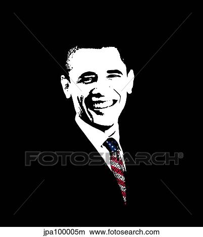 Vector artwork of President Barack Obama wearing a flag tie. View Large Illustration Stock Illustration - Vector artwork of President Barack Obama wearing a flag tie.. Fotosearch