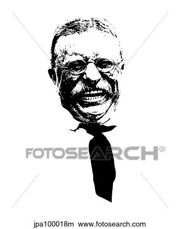 Stock Illustration - Vector artwork of Theodore Roosevelt smiling.. Fotosearch