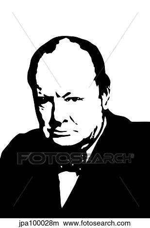 Drawings of Vector illustration of Sir Winston Churchill. jpa100028m