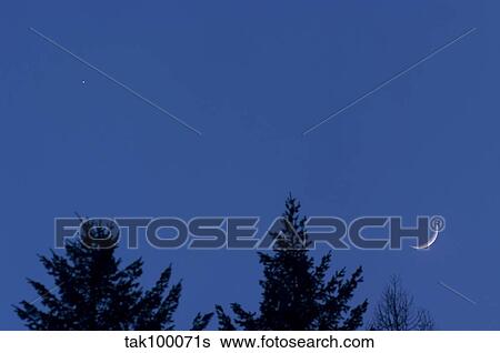 Venus and Moon Conjunction. View Large Photo Image Stock Photograph - Venus and Moon Conjunction.. Fotosearch