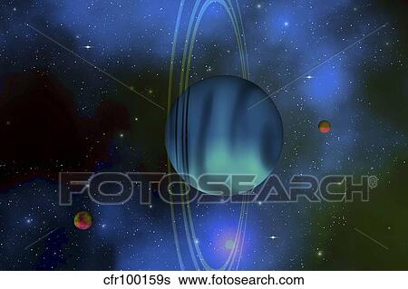 Vertical rings surround the planet of Uranus. View Large Illustration Stock Illustration - Vertical rings surround the planet of Uranus.. Fotosearch