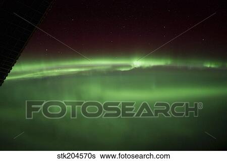View from space of an aurora borealis on planet Earth. View Large Photo Image Stock Photograph - View from space of an aurora borealis on planet Earth.. Fotosearch