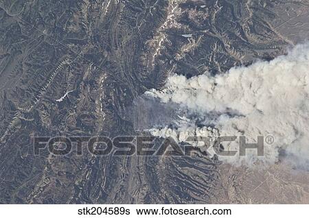 View from space of the Fontenelle fire burning in Wyoming. View Large Photo Image Stock Photograph - View from space of the Fontenelle fire burning in Wyoming.. Fotosearch