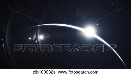 View of a sunrise from an orbital laboratory. View Large Illustration Stock Illustration - View of a sunrise from an orbital laboratory.. Fotosearch