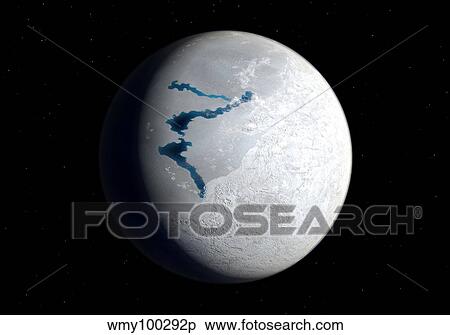 Stock Illustration - View of Earth 650 million years ago during the Marinoan glaciation.. Fotosearch