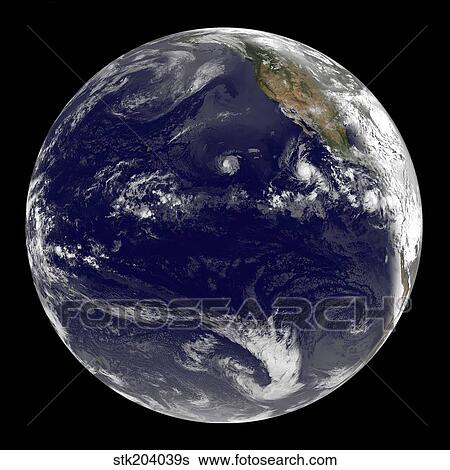 View of Earth showing three tropical cyclones in the Pacific Ocean. View Large Photo Image Stock Photograph - View of Earth showing three tropical cyclones in the Pacific Ocean.. Fotosearch