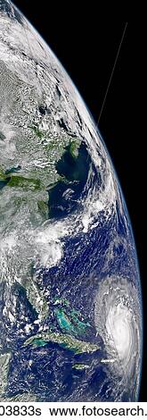 Stock Photograph - View of Hurricane Frances on a partial view of Earth.. Fotosearch