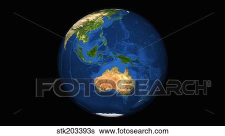 View of the full Earth showing Indonesia, Oceania, and the continent of Australia. View Large Photo Image Stock Photograph - View of the full Earth showing Indonesia, Oceania, and the continent of Australia.. Fotosearch