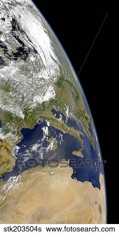 View of the western Mediterranean with visible smoke in the Balkans and dust from the Sahara desert. View Large Photo Image Stock Photograph - View of the western Mediterranean with visible smoke in the Balkans and dust from the Sahara desert. . Fotosearch