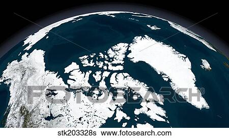 Stock Photograph - View over Greenland and the Arctic Ocean. . Fotosearch