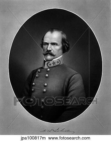 Stock Illustration - Vintage American Civil War print of Confederate General Albert Sidney Johnston.. Fotosearch