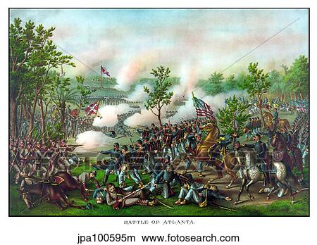 Stock Illustration - Vintage American Civil War print of The Battle of Atlanta.. Fotosearch
