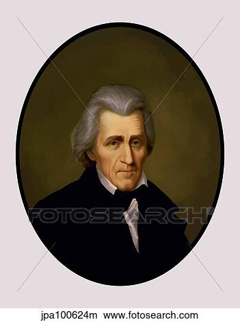 Vintage American history painting of President Andrew Jackson. View Large Illustration Stock Illustration - Vintage American history painting of President Andrew Jackson.. Fotosearch