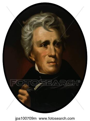 Vintage American history painting of President Andrew Jackson. View Large Illustration Stock Illustration - Vintage American history painting of President Andrew Jackson.. Fotosearch