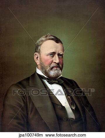 Stock Illustration - Vintage American History painting of Ulysses S. Grant.. Fotosearch