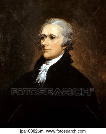 Stock Illustration - Vintage American History painting of Founding Father Alexander Hamilton.. Fotosearch