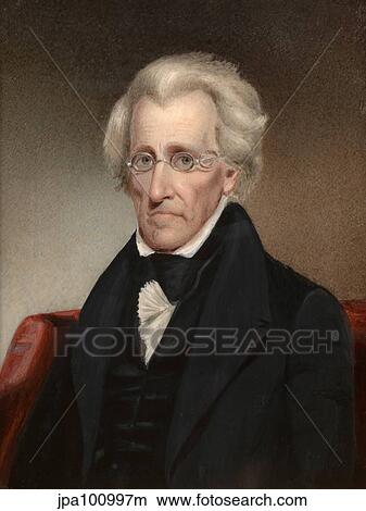 Stock Illustration - Vintage American history painting of President Andrew Jackson.. Fotosearch