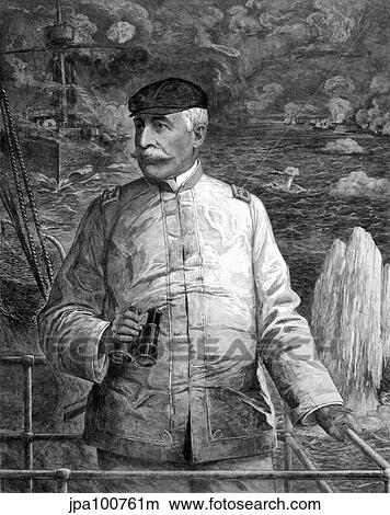 Vintage American History print of Admiral George Dewey. View Large Illustration Stock Illustration - Vintage American History print of Admiral George Dewey.. Fotosearch