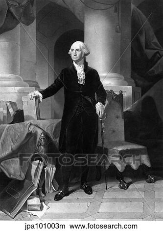 Stock Illustration - Vintage American History print of President George Washington.. Fotosearch