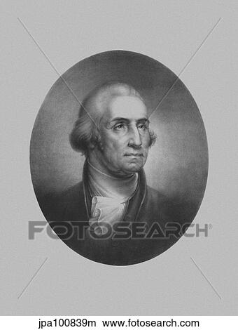 Stock Illustration - Vintage American History print of the bust of President George Washington.. Fotosearch