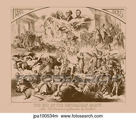 Stock Illustration - Vintage American History print featuring important political figures. Fotosearch