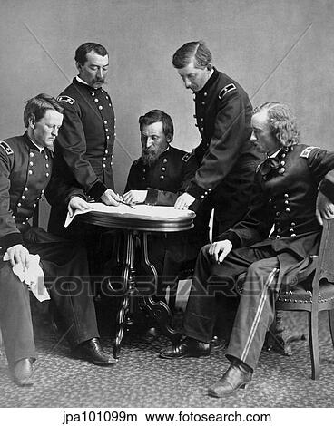 Picture - Vintage Civil War photograph of General Philip Sheridan and his staff.. Fotosearch