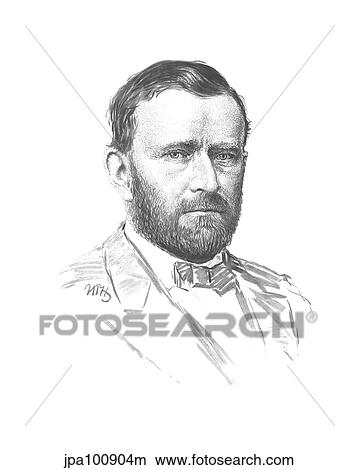 Stock Illustration - Vintage Civil War portrait of General Ulysses S. Grant.. Fotosearch