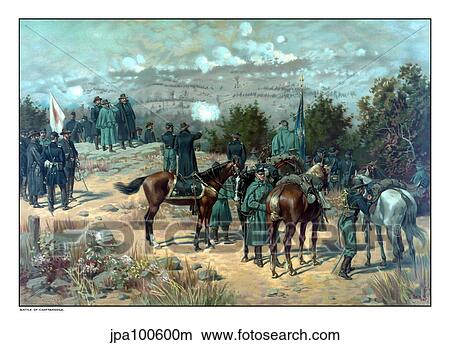 Stock Illustration - Vintage Civil War poster of the Battle of Missionary Ridge.. Fotosearch