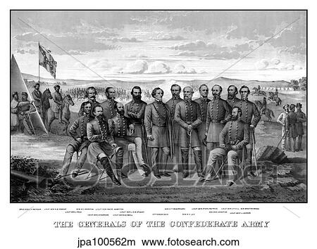 Stock Illustration - Vintage Civil War print featuring sixteen of The Confederate Army's top Generals.. Fotosearch