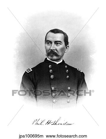 Stock Illustration - Vintage Civil War Print of General Philip Sheridan.. Fotosearch