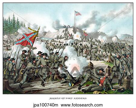 Stock Illustration - Vintage Civil War print of the Battle of Fort Sanders.. Fotosearch