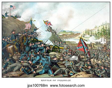 Stock Illustration - Vintage Civil War print of the Battle of Franklin.. Fotosearch