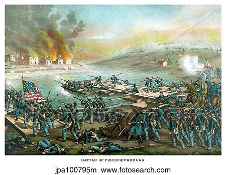 Stock Illustration - Vintage Civil War print of the Battle of Fredericksburg.. Fotosearch
