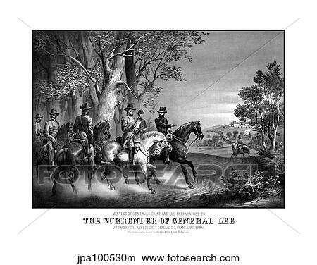 Vintage Civil War print showing the meeting of Generals Robert E. Lee and Ulysses S. Grant View Large Illustration Stock Illustration - Vintage Civil War print showing the meeting of Generals Robert E. Lee and Ulysses S. Grant. Fotosearch