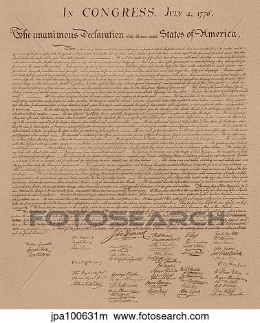 Stock Illustration - Vintage copy of The United States Declaration of Independence.. Fotosearch