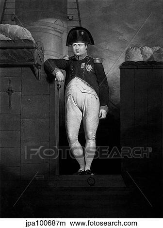 Vintage history print of Napoleon Bonaparte exiting a ship. View Large Illustration Stock Illustration - Vintage history print of Napoleon Bonaparte exiting a ship.. Fotosearch