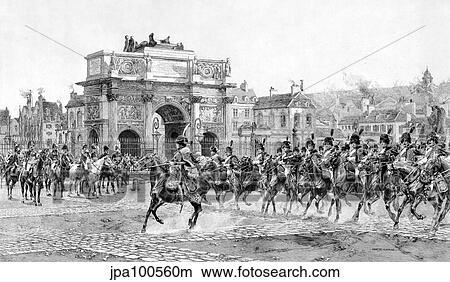 Vintage military print of Napoleon I reviewing his troops, Paris, France. View Large Illustration Stock Illustration - Vintage military print of Napoleon I reviewing his troops, Paris, France.. Fotosearch