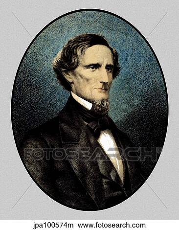Stock Illustration - Vintage painting of Confederate President Jefferson Davis during The Civil War.. Fotosearch
