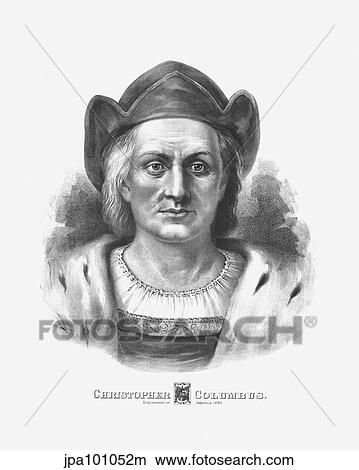 Vintage print of Christopher Columbus. View Large Illustration Stock Illustration - Vintage print of Christopher Columbus.. Fotosearch