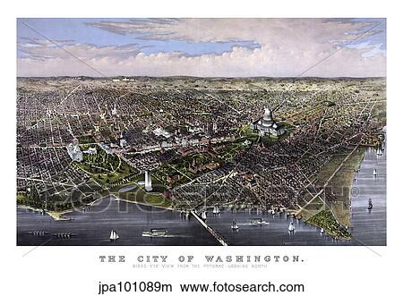 Vintage print of Washington D. C. View Large Illustration Stock Illustration - Vintage print of Washington D. C.. Fotosearch